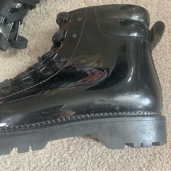 Sam Edelman Circus Shiny Patent Leather Lace Up Chunky Combat Boots - Picture 5 of 13